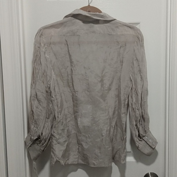 New, Ralph Lauren Black Label Crinkled Organza Puffed Silk Blend Blouse - Picture 3 of 16